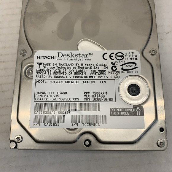 Hitachi Deskstar 164GB 7200RPM 0A31635 - Picture 5 of 9